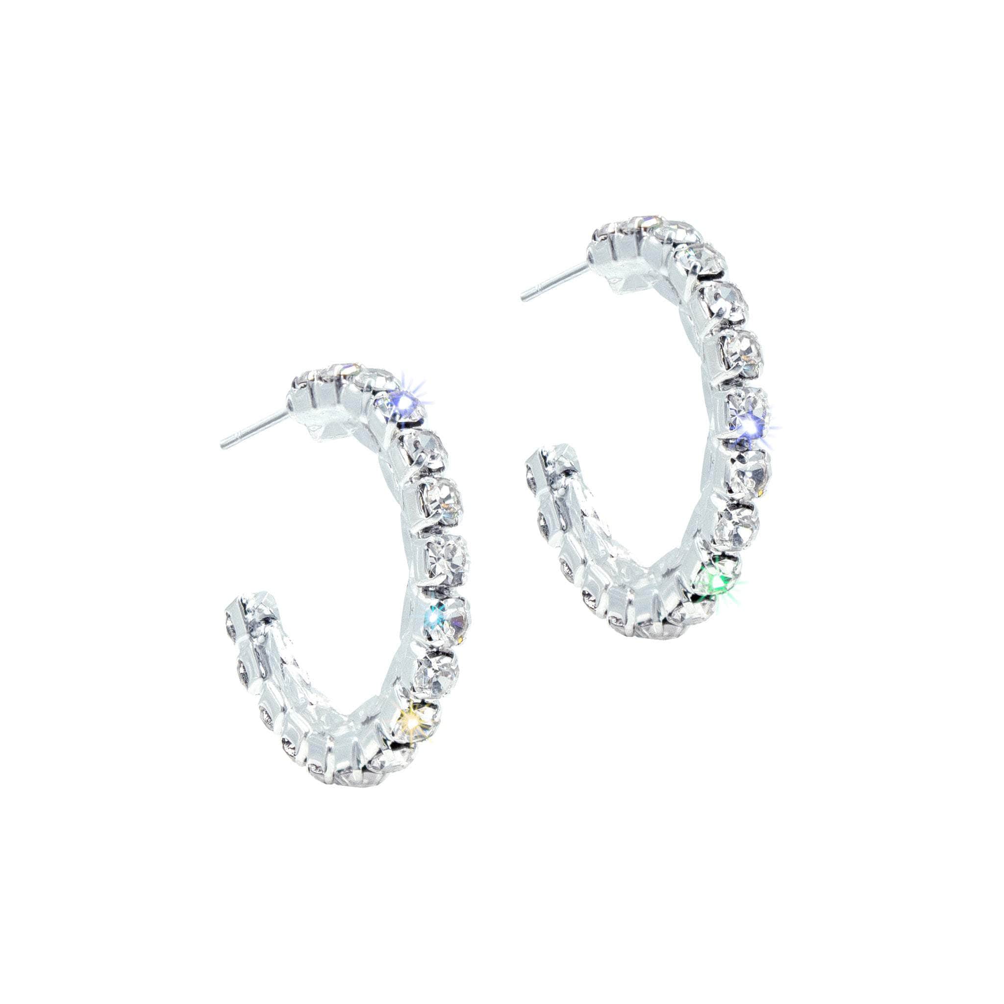 #12155 1" Rhinestone Hoop Earrings