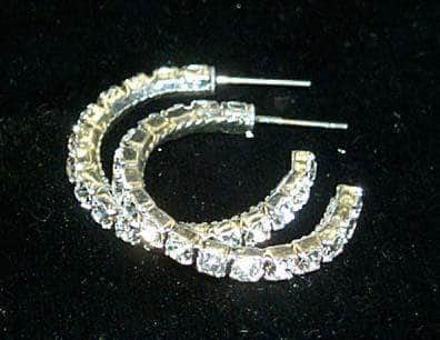 #12155 1" Rhinestone Hoop Earrings - Image 2