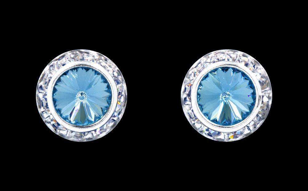 #12536 Aquamarine 13mm Rondel with Rivoli Button Dance Earrings