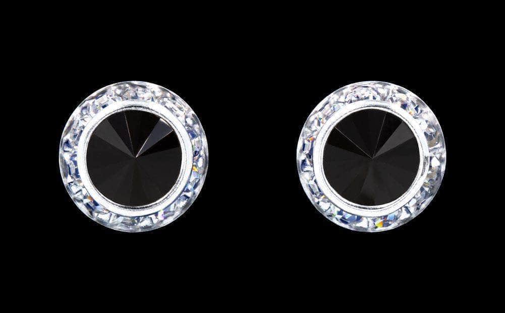 #12536 Jet 13mm Rondel with Rivoli Button Dance Earrings