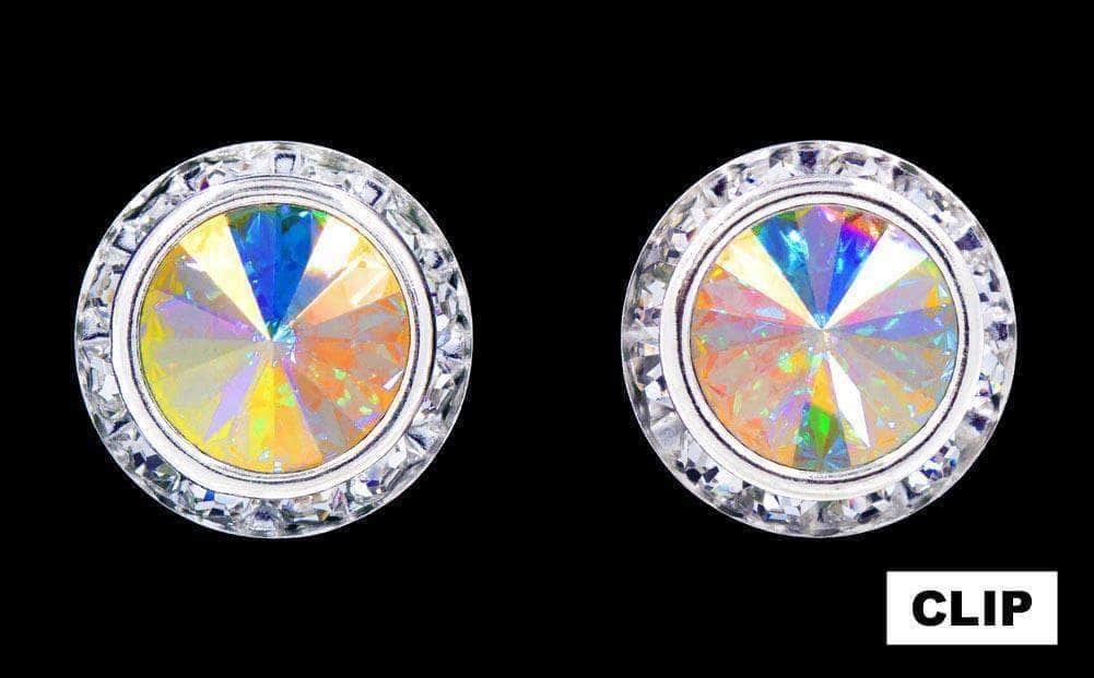 #12537 AB 16mm Rondel with Rivoli Button Dance Earrings - Clip