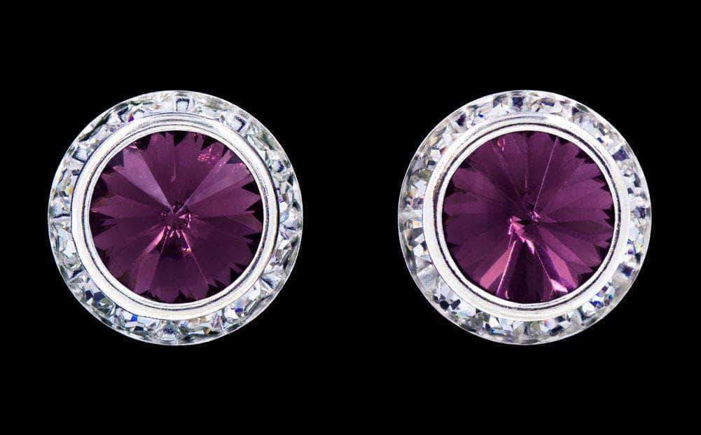 #12537 Amethyst 16mm Rondel with Rivoli Button Dance Earrings