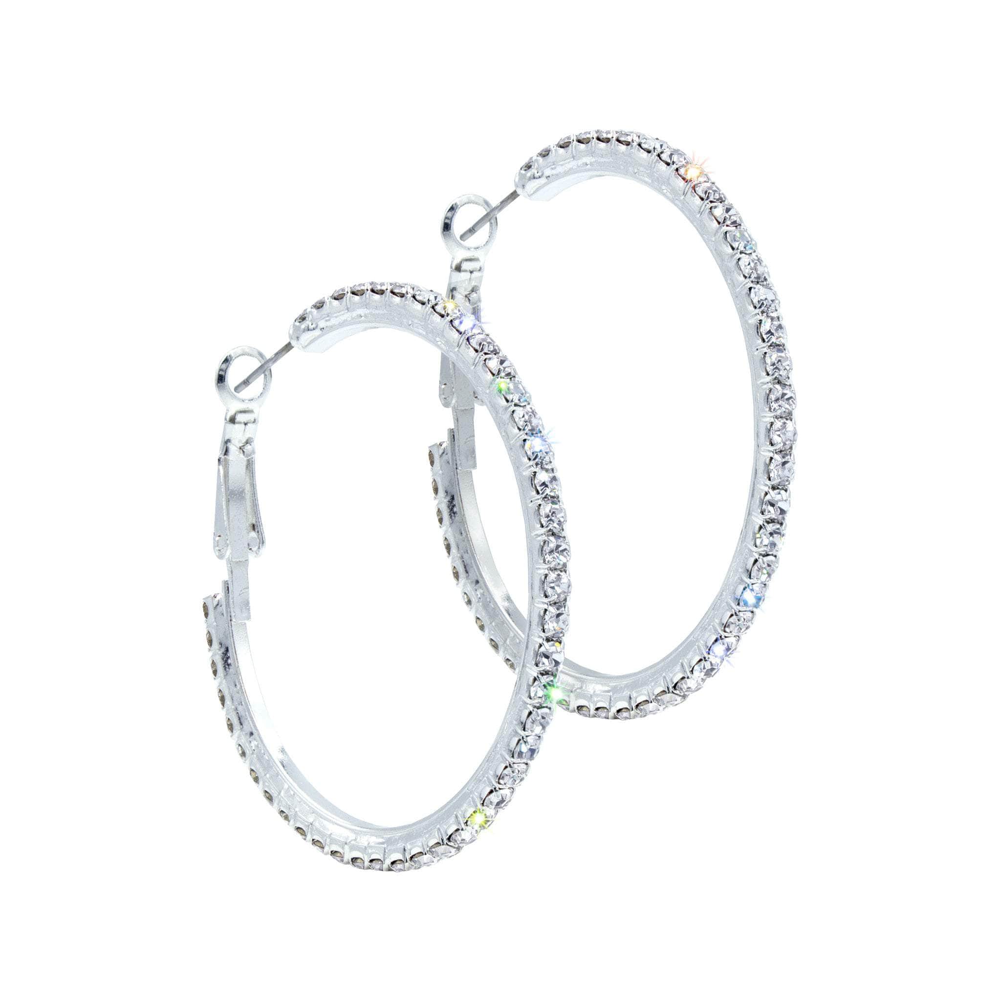 #14984 - 1 3/4" Rhinestone Hoop Earrings