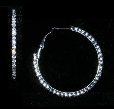 #14984 - 1 3/4" Rhinestone Hoop Earrings - Image 2