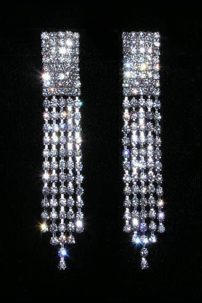 #15081 - Rhinestone Fray Earrings - 3" Tall