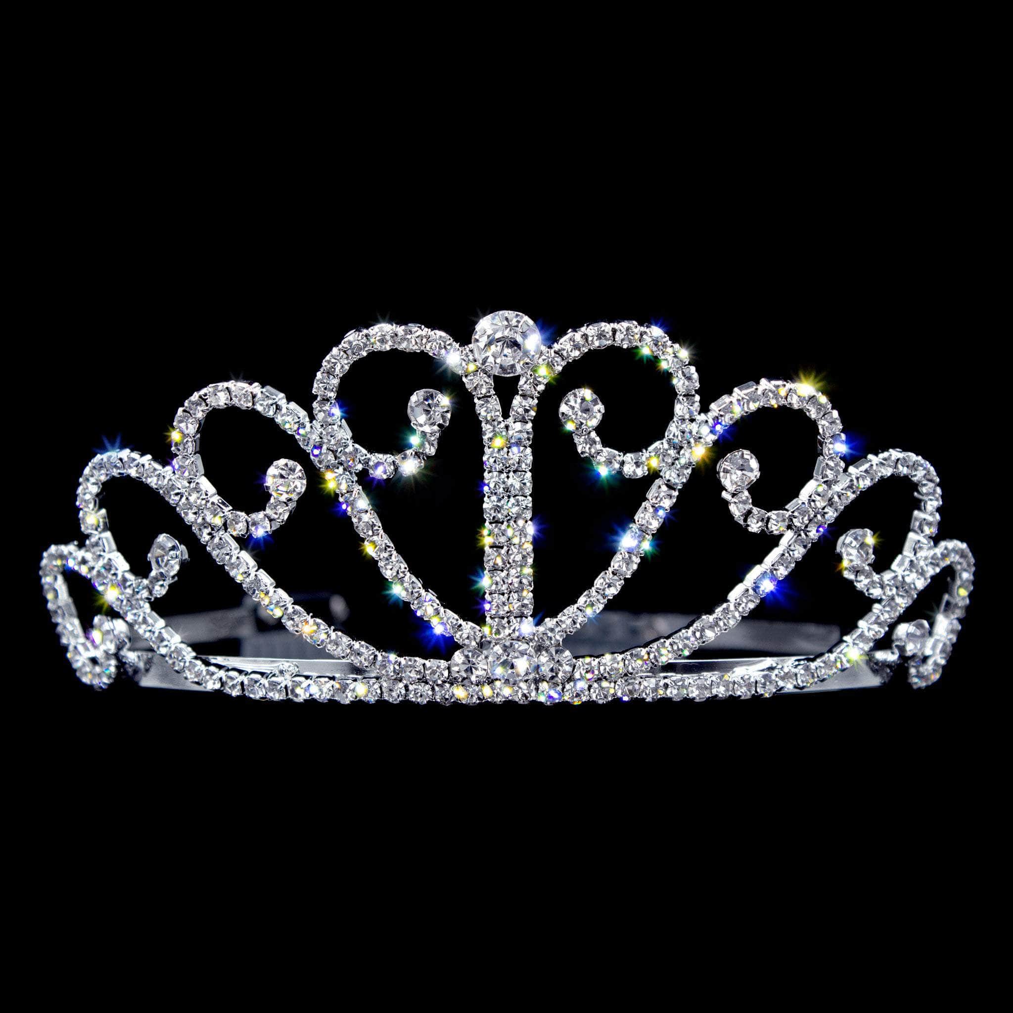 #15938 - Crystal Heart Spread Tiara - Straight Band