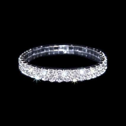 15951XS Two Row Stretch Rhinestone Bracelet - Crystal Silver