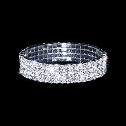 15953XS Four Row Stretch Rhinestone Bracelet - Crystal Silver