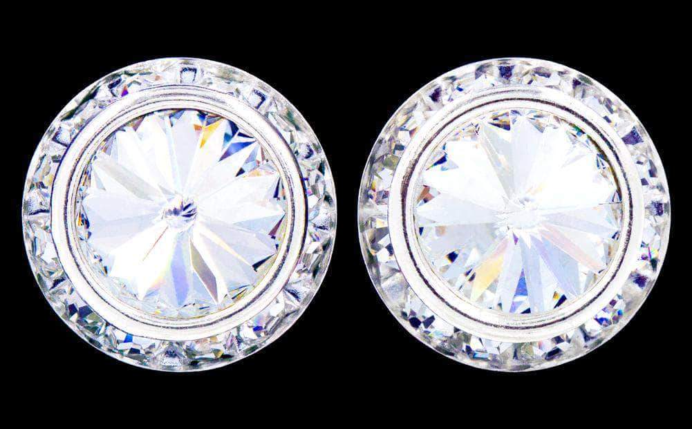#14999 20mm Rhinestone Rondel with Rivoli Button Earrings
