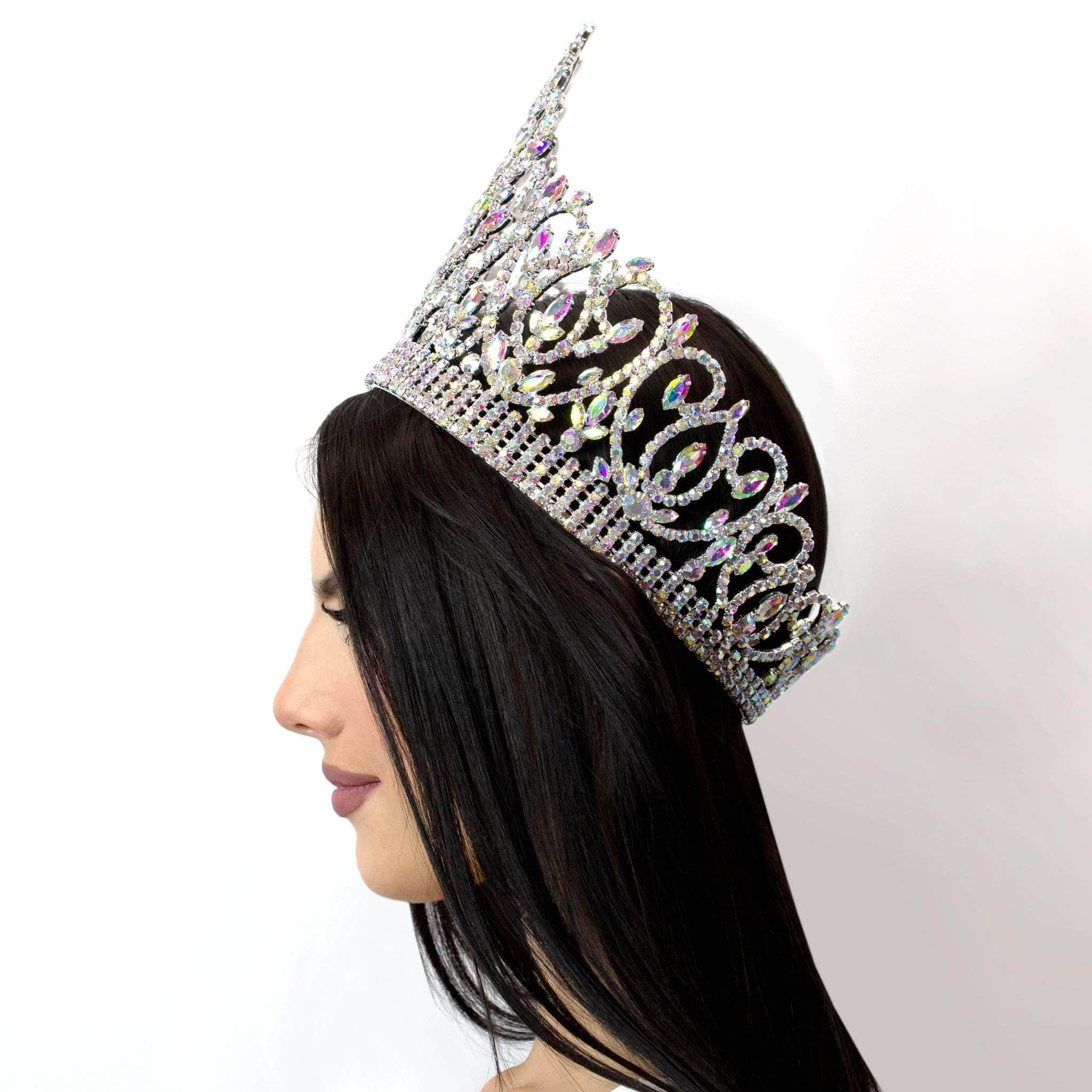 Navette Topped Crown with Aurora Borealis Stones # 15440ab - Image 4